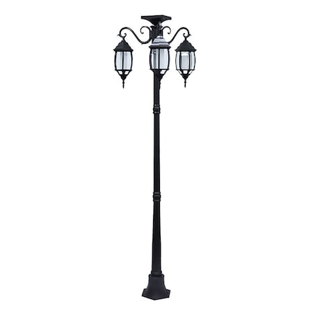 Sun-Ray Madison Solar Lamp Post And Planter, Black 302013
